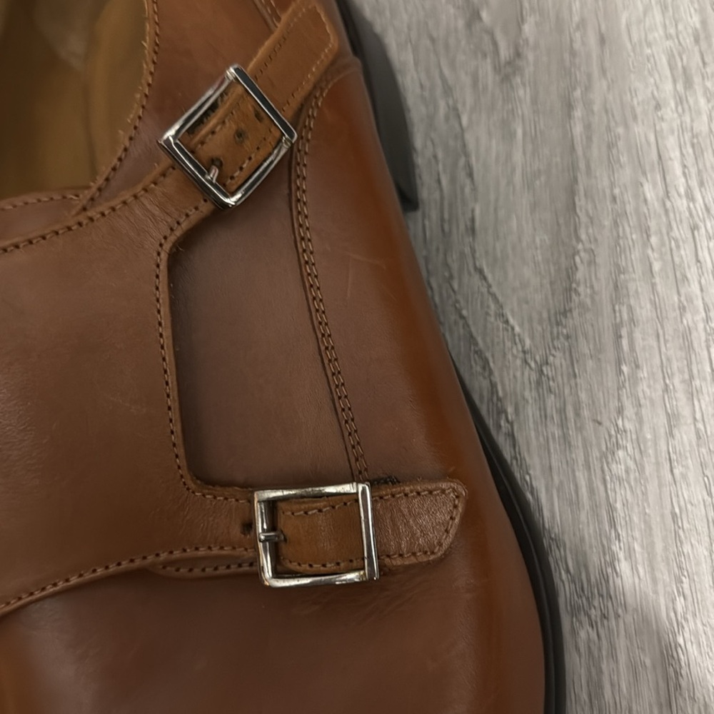 Broletto Brown Leather Mens Double Monk Strap Dress Shoe - Picture 4 of 6